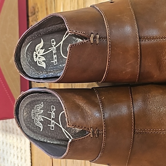 Dansko Leather Wedge Clogs Brown Studded 39 - Picture 11 of 11